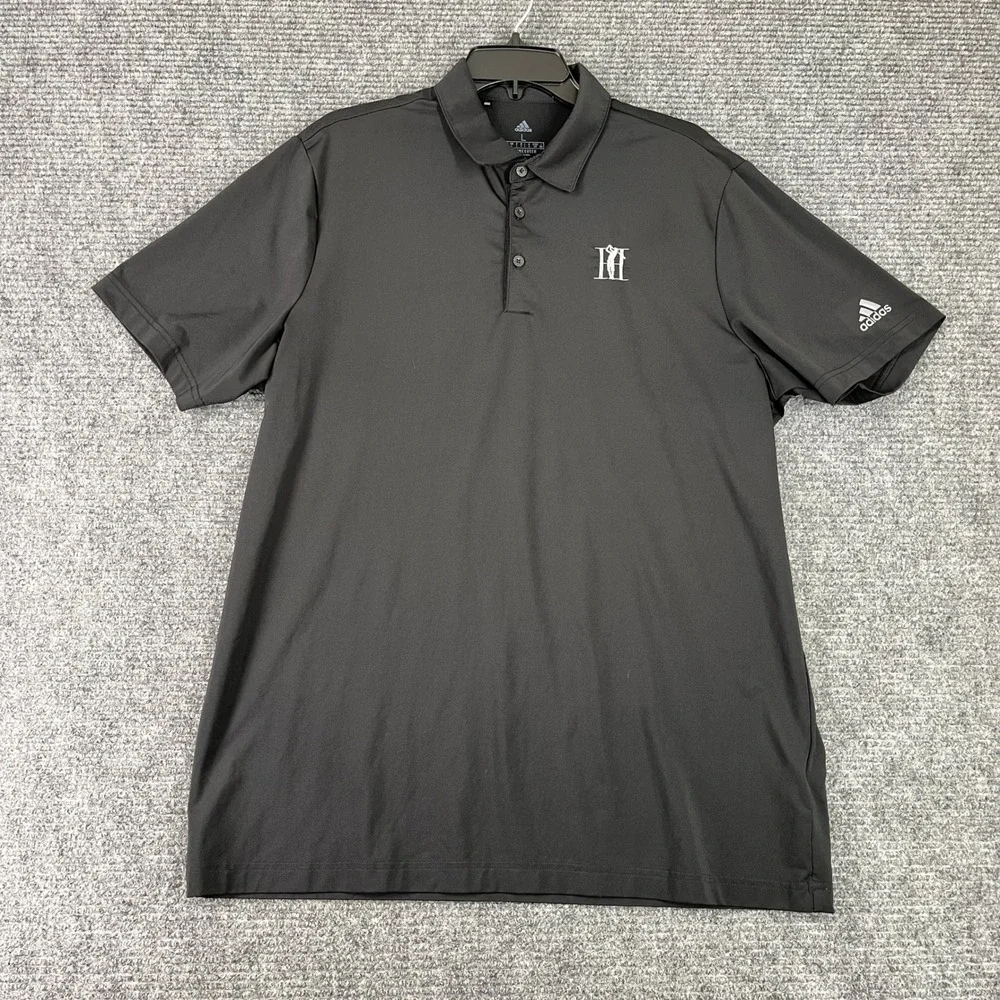 Adidas Primegreen Golf Polo Shirt Black Short Sleeve L Mens Country Club Logo‎